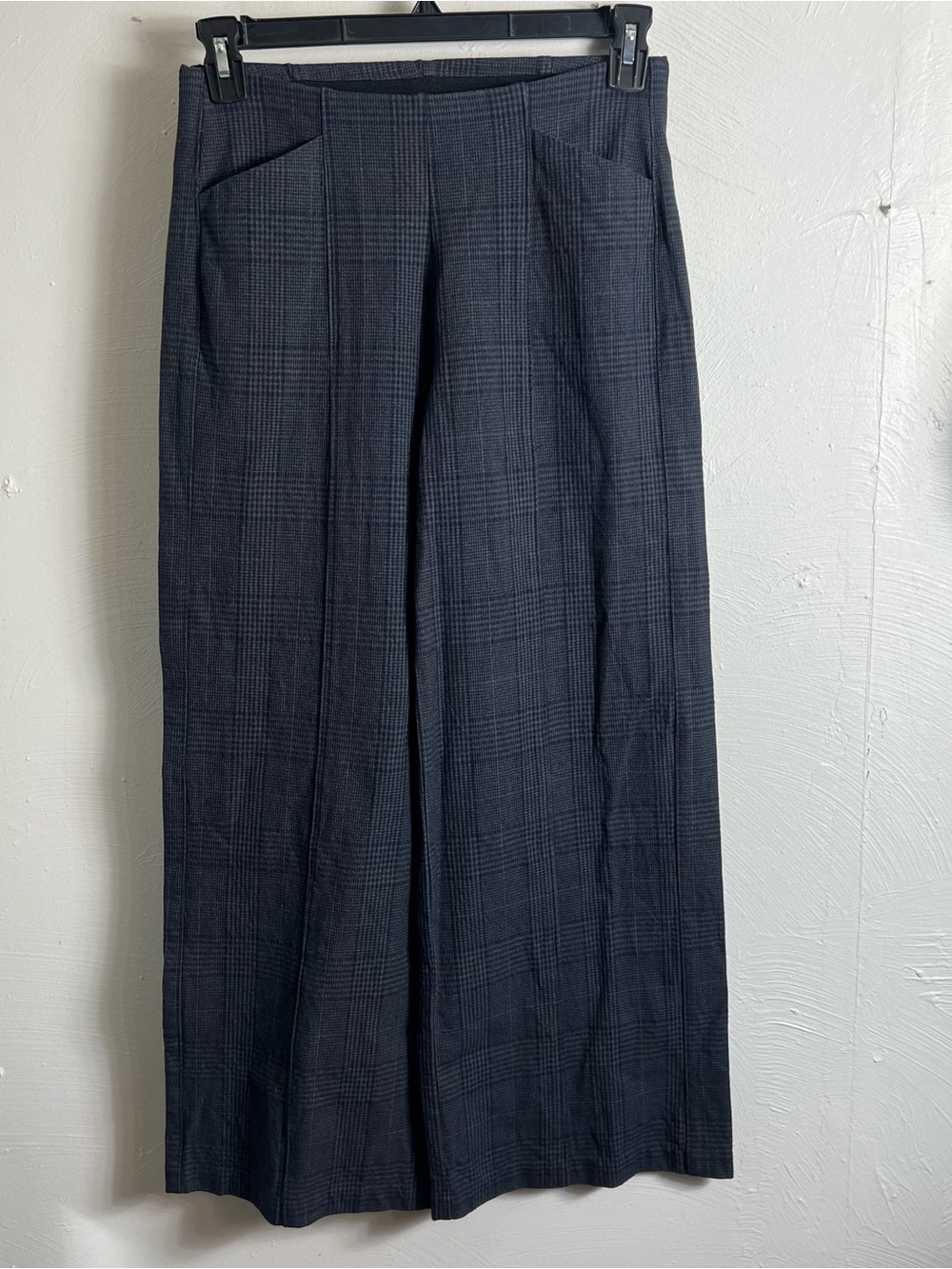 OLD NAVY Women's High-Waisted Blue/Gray Plaid Pull-On Pixie Wide-Leg Pants